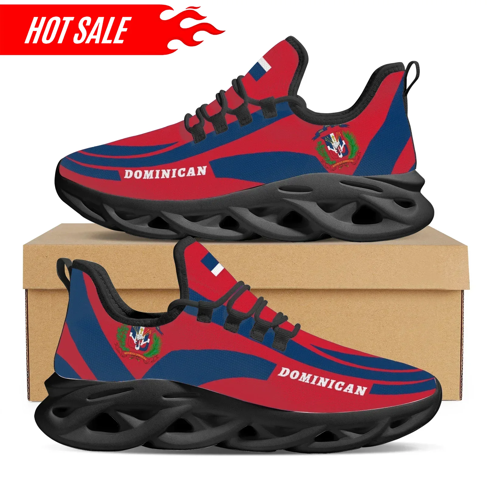 Hot bandiera dominicana emblem - Knit Fabric Lace Up Sneakers recensione e prezzo